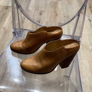 rag & bone Enid Stacked heel tan  Leather Mules